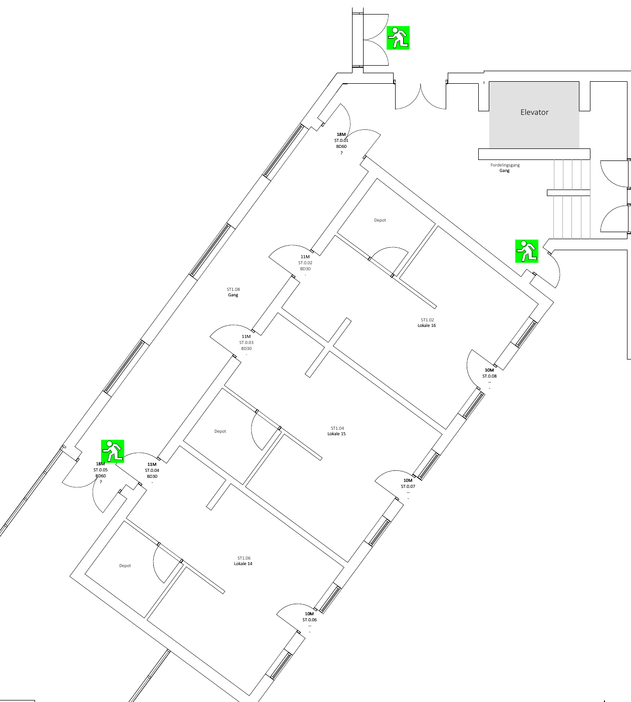 Tegning: Vestfløj, Stuen